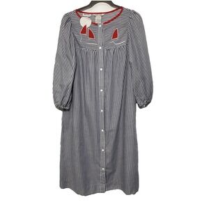 Vintage Neiman Marcus Models Coat Dress Women's One Size Blue Stripe Nautical